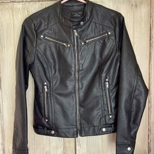 Black Faux Leather Moto Jacket small